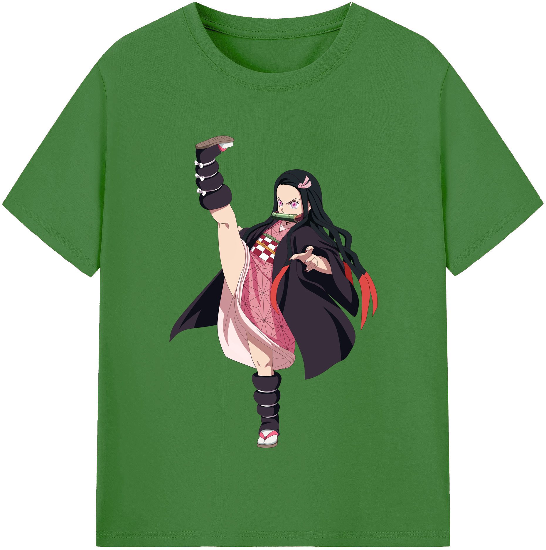 （画像用） 鬼滅の刃（きめつのやいば）竈門 禰󠄀豆子／かまど ねずこ Kamado Nezuko レディースカジュアルプリントTシャツ（綿100％）